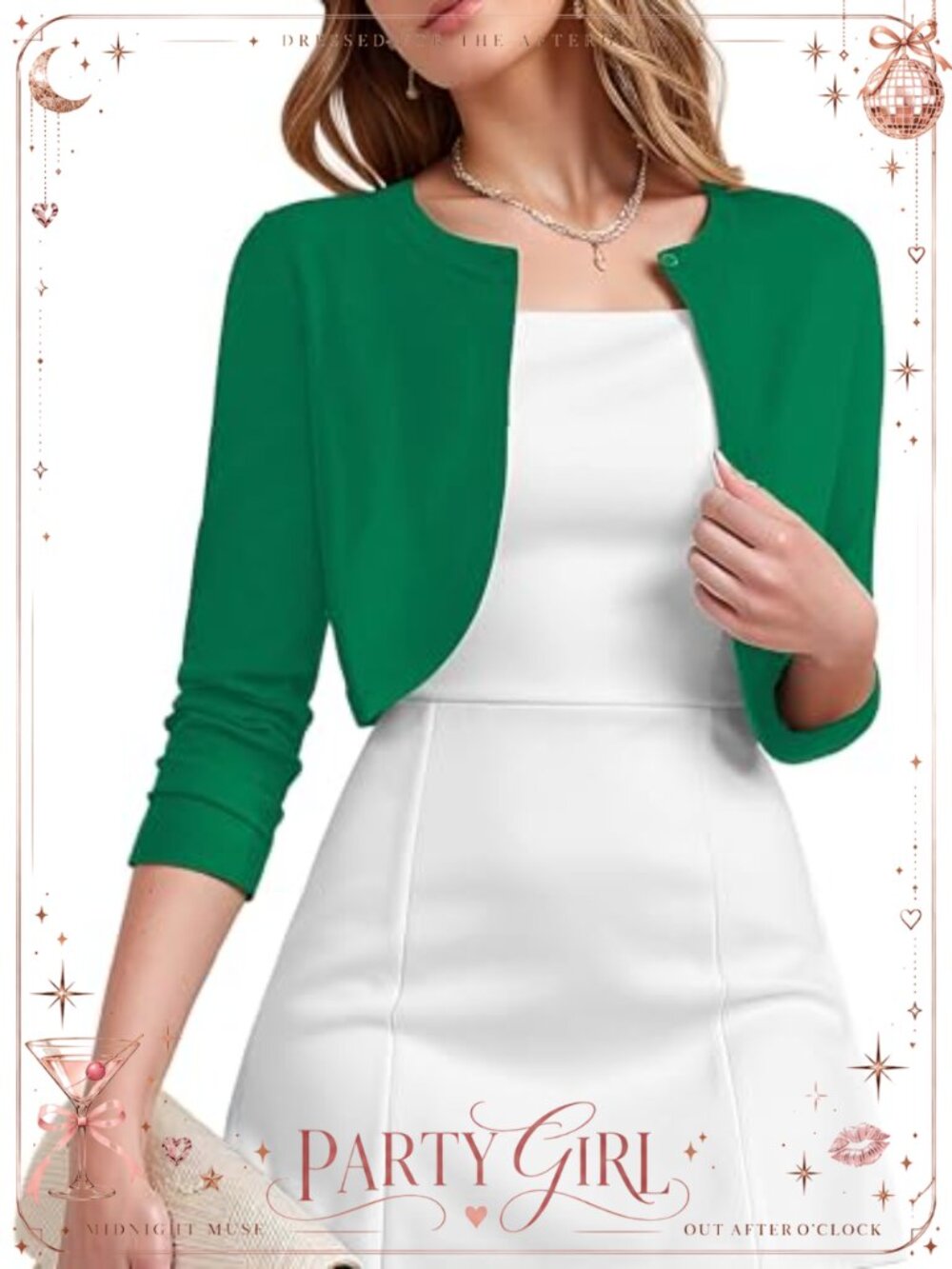 Women's 3/4 Sleeve Open Front Cropped Cardigan Shrug Lightweight Knit Cover Up